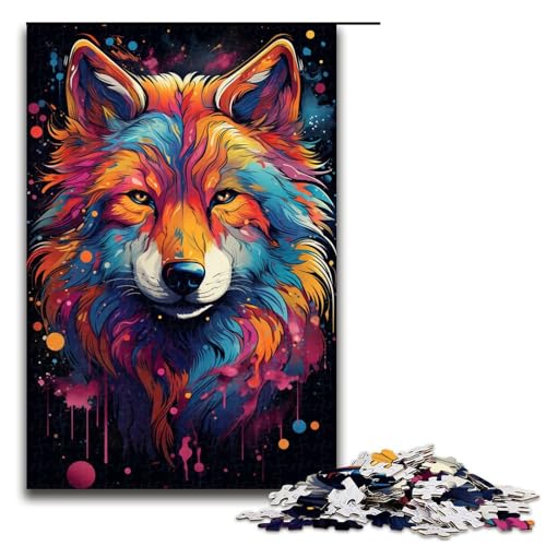 Puzzle für Erwachsene 1000 Teile Gemälde Farbwolf Puzzle für Erwachsene Holz Familienspiele Weihnachts und Geburtstagsgeschenke 75 x 50 cm von QSYFNBZL
