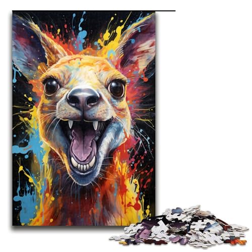 Puzzle für Erwachsene 1000 Teile Gemälde eines bunten Kängurus lustiges Familienpuzzle tolles Geschenk für Teenager ab 14 Jahren 75 x 50 cm von QSYFNBZL