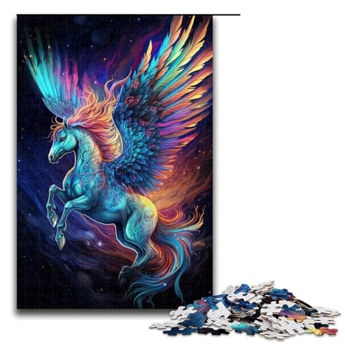 Puzzle für Erwachsene 1000 Teile Gemälde eines bunten fliegenden Pferdes Puzzle Lernspiele für Zuhause DIY Spielzeug tolles Geschenk für Spiele 1000 Teile von QSYFNBZL