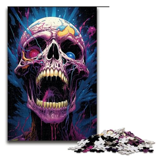 Puzzle für Erwachsene 1000 Teile Gemälde von bunten Totenköpfen Familienspaß Puzzle tolles Geschenk für Teenager ab 14 Jahren 75 x 50 cm von QSYFNBZL