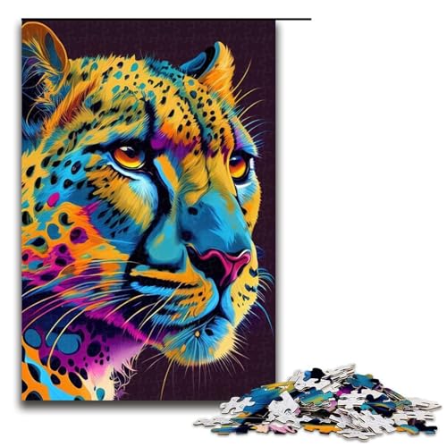 Puzzle für Erwachsene 1000 Teile Gepard Pop Art Tier Geburtstagsgeschenk für Teenager ab 14 Jahren 75 x 50 cm von QSYFNBZL