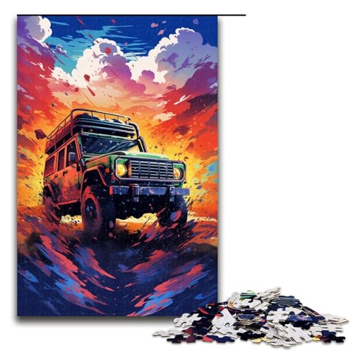Puzzle für Erwachsene 1000 Teile Go Kart umgebenes Puzzle Geburtstagsgeschenk für Teenager ab 14 Jahren 75 x 50 cm von QSYFNBZL