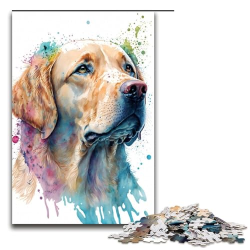 Puzzle für Erwachsene 1000 Teile Golden Retriever Puzzle jedes Teil ist einzigartig anspruchsvolles Familienspaßspiel 75 x 50 cm von QSYFNBZL