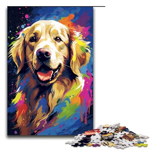 Puzzle für Erwachsene 1000 Teile Golden Retriever im Krater ist umgeben Mustermontage hilft dem Gehirn süchtig machendes Spielzeug zur Förderung der Geduld 75 x 50 cm von QSYFNBZL