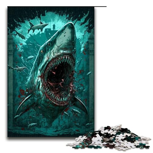 Puzzle für Erwachsene 1000 Teile Hai bunt () Geburtstagsgeschenk für Teenager ab 14 Jahren 75 x 50 cm von QSYFNBZL