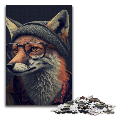 Puzzle für Erwachsene 1000 Teile Hipster Fuchs in Kleidung Holzpuzzle Lernspielzeug Familienspiele 75 x 50 cm Puzzle für Erwachsene 1000 Teile Hipster Fuchs in Kleidung Holzpuzzle Lernspielzeug Familienspiele 75 x 50 cm von QSYFNBZL