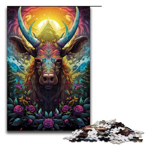 Puzzle für Erwachsene 1000 Teile Hirschkopf Puzzle Spielspielzeug lustig 75 x 50 cm von QSYFNBZL