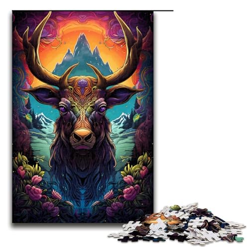 Puzzle für Erwachsene 1000 Teile Hirschkopf Puzzle für Lernspiele Herausforderungsspielzeug einzigartige Heimdekoration und Geschenke 75 x 50 cm Puzzle für Erwachsene 1000 Teile Hirschkopf Puzzle für Lernspiele Herausforderungsspielzeug einzigartige Heimdekoration und Geschenke 75 x 50 cm von QSYFNBZL