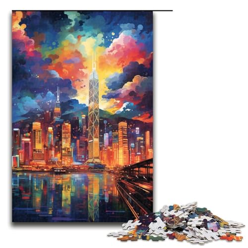 Puzzle für Erwachsene 1000 Teile Hong Kong ist von Spritzern umgeben viele Bunte Puzzles Lernspiele für Zuhause DIY Spielzeug tolles Geschenk für Spiele 75 x 50 cm von QSYFNBZL