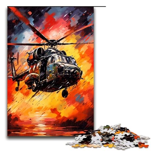 Puzzle für Erwachsene 1000 Teile Hubschrauber ist von Spritzern umgeben viele Bunte Puzzles Spiele Spielzeug Geschenk geeignet als Schreibtischdekoration 75 x 50 cm von QSYFNBZL