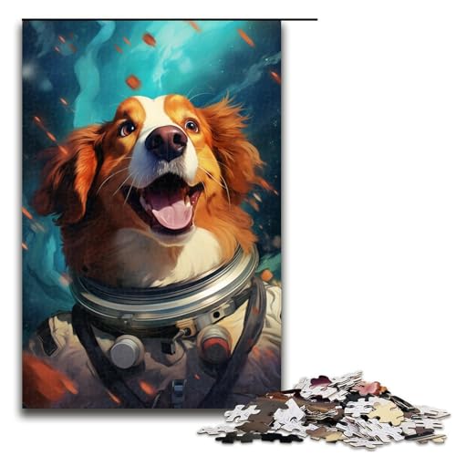 Puzzle für Erwachsene 1000 Teile Hund im Weltraum Holzpuzzle Lernspielzeug Familienspiele 75 x 50 cm von QSYFNBZL