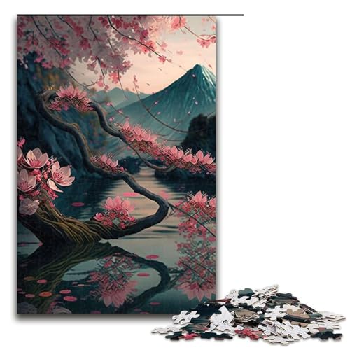 Puzzle für Erwachsene 1000 Teile Japanisches Kirschblütenspielzeug intellektuelles Spiel ganze Familie 75 x 50 cm von QSYFNBZL