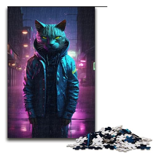 Puzzle für Erwachsene 1000 Teile Katze Cyberpunk Neon Art Puzzle für Erwachsene Holz Familienspiele Weihnachts und Geburtstagsgeschenke 75 x 50 cm Puzzle für Erwachsene 1000 Teile Katze Cyberpunk Neon Art Puzzle für Erwachsene Holz Familienspiele Weihnachts und Geburtstagsgeschenke 75 x 50 cm von QSYFNBZL