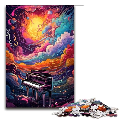 Puzzle für Erwachsene 1000 Teile Klavier ist von Spritzern umgeben viele Bunte Farbpuzzles für Lernspiele Herausforderungsspielzeug einzigartige Heimdekoration und Geschenke 75 x 50 cm von QSYFNBZL