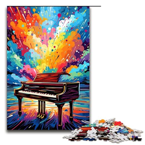 Puzzle für Erwachsene 1000 Teile Klavier ist von Spritzern umgeben viele Bunte Puzzles Spiele Spielzeug Geschenk geeignet als Schreibtischdekoration 75 x 50 cm von QSYFNBZL