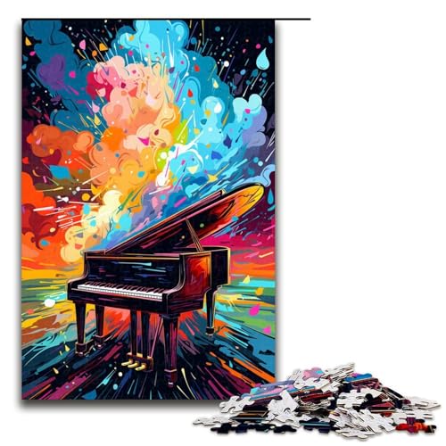Puzzle für Erwachsene 1000 Teile Klavier ist von Spritzern umgeben viele Bunte Puzzles für Kinder Holzpuzzle dekomprimierendes intellektuelles Lernspielzeug 75 x 50 cm von QSYFNBZL