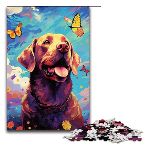 Puzzle für Erwachsene 1000 Teile Labradore und Schmetterlinge und Schmetterling und Schmetterlingspuzzle für Lernspiele Herausforderungsspielzeug einzigartige Heimdekoration und Geschenke 75 x 50 cm von QSYFNBZL