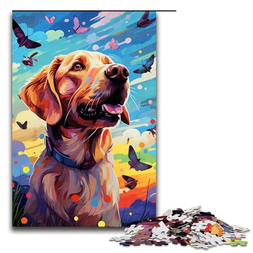 Puzzle für Erwachsene 1000 Teile Labradore und Schmetterlinge und Schmetterling und Schmetterlingspuzzle für Lernspiele Herausforderungsspielzeug einzigartige Heimdekoration und Geschenke 75 x 50 cm von QSYFNBZL