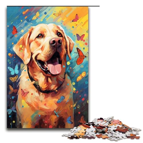 Puzzle für Erwachsene 1000 Teile Labradore und Schmetterlinge und Schmetterling und Schmetterlingspuzzle für Lernspiele Herausforderungsspielzeug einzigartige Heimdekoration und Geschenke 75 x 50 cm von QSYFNBZL