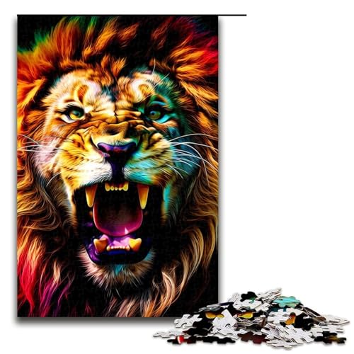 Puzzle für Erwachsene 1000 Teile Löwe Kunstwerk Geburtstagsgeschenk Wandkunst 75 x 50 cm von QSYFNBZL