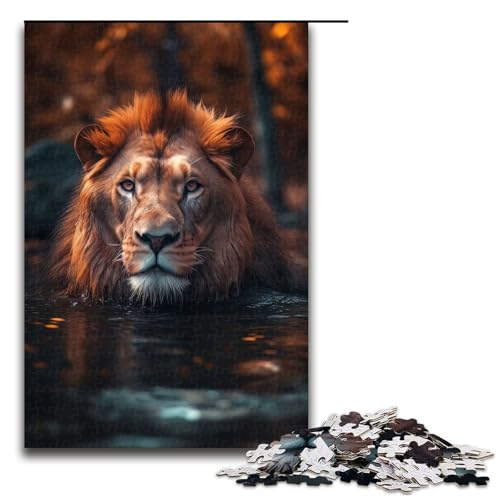 Puzzle für Erwachsene 1000 Teile Löwe schwimmt im Fluss Puzzle für Erwachsene Holzspiele für die ganze Familie Weihnachts und Geburtstagsgeschenke 75 x 50 cm Puzzle für Erwachsene 1000 Teile Löwe schwimmt im Fluss Puzzle für Erwachsene Holzspiele für die ganze Familie Weihnachts und Geburtstagsgeschenke 75 x 50 cm von QSYFNBZL