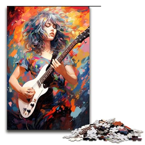 Puzzle für Erwachsene 1000 Teile Mädchen spielt Gitarre Heimdekoration Puzzle Spielzeug Geschenk für die ganze Familie 75 x 50 cm von QSYFNBZL