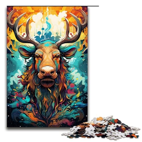 Puzzle für Erwachsene 1000 Teile Malen Farbe Elch Puzzle für Erwachsene Holz Familienspiele Weihnachts und Geburtstagsgeschenke 75 x 50 cm Puzzle für Erwachsene 1000 Teile Malen Farbe Elch Puzzle für Erwachsene Holz Familienspiele Weihnachts und Geburtstagsgeschenke 75 x 50 cm von QSYFNBZL