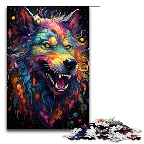 Puzzle für Erwachsene 1000 Teile Malen Farbe Wolf Spielzeug intellektuelles Spiel ganze Familie 75 x 50 cm von QSYFNBZL