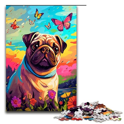Puzzle für Erwachsene 1000 Teile Mops und Schmetterlinge und Schmetterling und Schmetterlingspuzzle für Kinder Holzpuzzle dekomprimierendes intellektuelles Lernspielzeug 75 x 50 cm Puzzle für Erwachsene 1000 Teile Mops und Schmetterlinge und Schmetterling und Schmetterlingspuzzle für Kinder Holzpuzzle dekomprimierendes intellektuelles Lernspielzeug 75 x 50 cm von QSYFNBZL