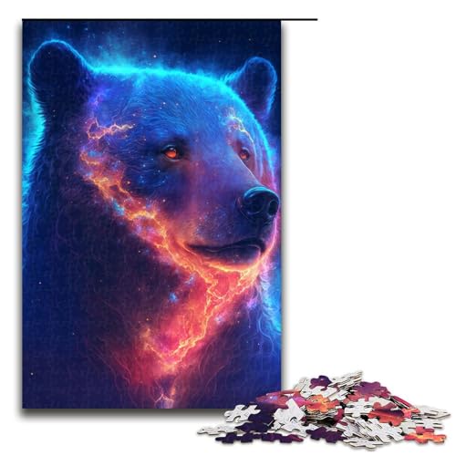Puzzle für Erwachsene 1000 Teile Neonbär Holzpuzzle Lernspielzeug Familienspiele 75 x 50 cm von QSYFNBZL