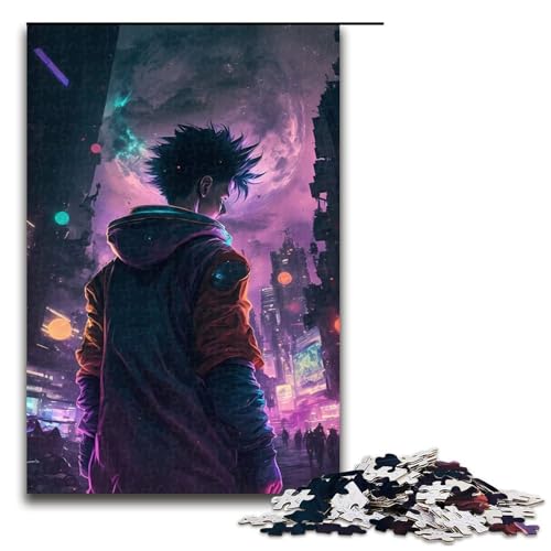Puzzle für Erwachsene 1000 Teile Neonlandschaft Holzpuzzle Lernspielzeug Familienspiele 75 x 50 cm von QSYFNBZL