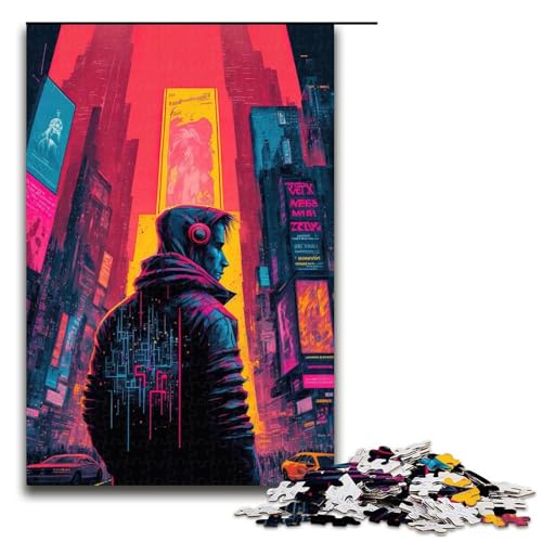 Puzzle für Erwachsene 1000 Teile Neonlandschaft Puzzle Spiele Spielzeug Geschenk geeignet für die Schreibtischdekoration 75 x 50 cm von QSYFNBZL