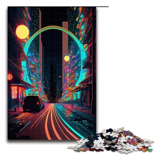 Puzzle für Erwachsene 1000 Teile Neonlicht Straßenpuzzle für Lernspiele Herausforderungsspielzeug einzigartige Heimdekoration und Geschenke 75 x 50 cm Puzzle für Erwachsene 1000 Teile Neonlicht Straßenpuzzle für Lernspiele Herausforderungsspielzeug einzigartige Heimdekoration und Geschenke 75 x 50 cm von QSYFNBZL