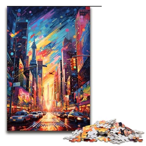 Puzzle für Erwachsene 1000 Teile New York USA ist von Spritzern umgeben viele Farben Puzzle Lernspiele für Zuhause DIY Spielzeug tolles Geschenk für Spiele 75 x 50 cm von QSYFNBZL