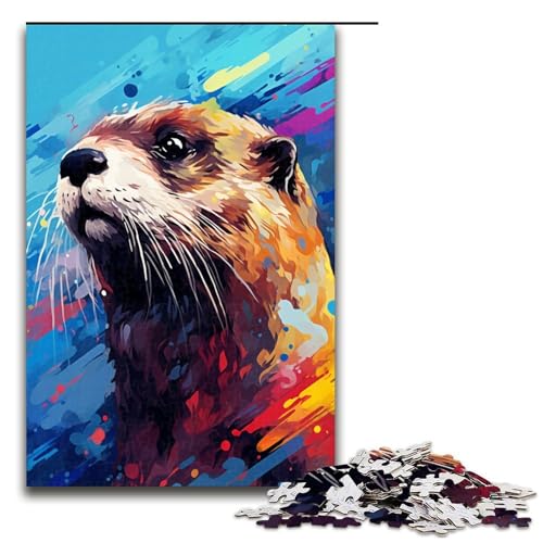 Puzzle für Erwachsene 1000 Teile Otter von Splatters Viele Bunte Wolken am Himmel Holzpuzzle Lernspielzeug Familienspiele 75 x 50 cm von QSYFNBZL