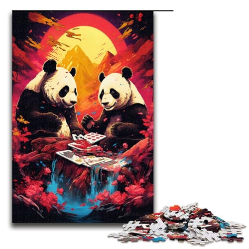Puzzle für Erwachsene 1000 Teile Panda spielt Poker von SplattersLots Dickes Farbpuzzle für Lernspiele Herausforderungsspielzeug einzigartige Heimdekoration und Geschenke 75 x 50 cm von QSYFNBZL