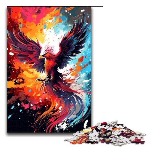 Puzzle für Erwachsene 1000 Teile Phoenix ist von Spritzern umgeben viele Bunte Puzzles Lernspiele für Zuhause DIY Spielzeug tolles Geschenk für Spiele 75 x 50 cm von QSYFNBZL