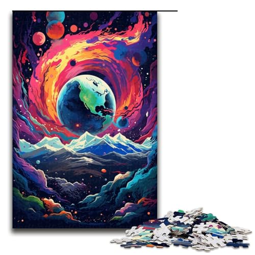 Puzzle für Erwachsene 1000 Teile Planet ist von Spritzern umgeben viele Bunte Wolken Puzzle für Erwachsene Holzspiele für die ganze Familie Weihnachts und Geburtstagsgeschenke 75 x 50 cm von QSYFNBZL