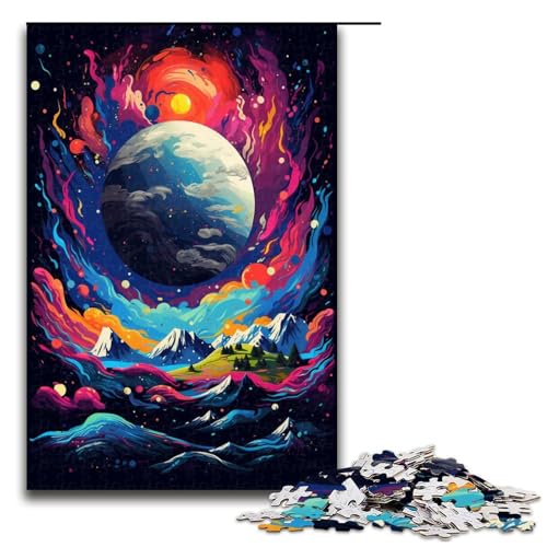 Puzzle für Erwachsene 1000 Teile Planet ist von Spritzern umgeben viele Bunte Wolken Puzzle für Lernspiele Herausforderungsspielzeug einzigartige Heimdekoration und Geschenke 75 x 50 cm von QSYFNBZL