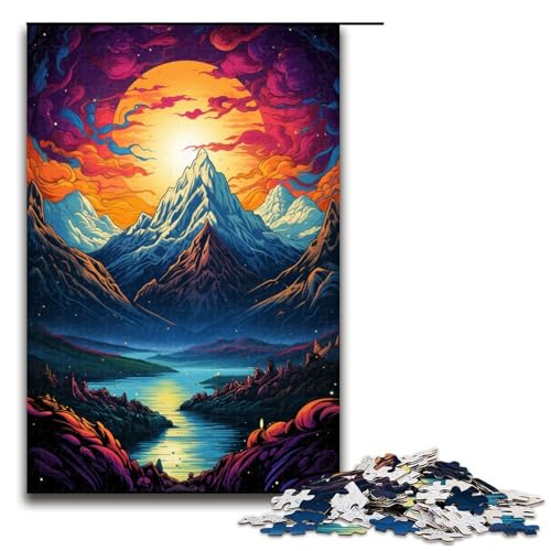 Puzzle für Erwachsene 1000 Teile Psychedelic Alps Kunstwerk Geburtstagsgeschenk Wandkunst 75 x 50 cm von QSYFNBZL