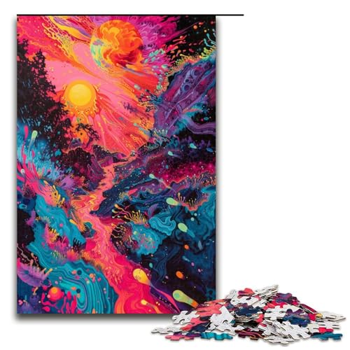 Puzzle für Erwachsene 1000 Teile Psychedelische Landschaftskunst DIY Puzzle Spielzeug tolle Geschenke zu Weihnachten für Teenager ab 14 Jahren 75 x 50 cm von QSYFNBZL