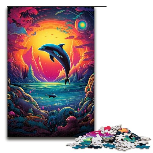 Puzzle für Erwachsene 1000 Teile Psychedelischer Farbdelfin Holzpuzzle Lernspielzeug Familienspiele 75 x 50 cm Puzzle für Erwachsene 1000 Teile Psychedelischer Farbdelfin Holzpuzzle Lernspielzeug Familienspiele 75 x 50 cm von QSYFNBZL