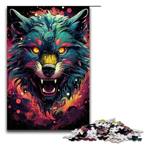Puzzle für Erwachsene 1000 Teile Psychedelischer Farbwolf Holzpuzzle Lernspielzeug Familienspiele 75 x 50 cm Puzzle für Erwachsene 1000 Teile Psychedelischer Farbwolf Holzpuzzle Lernspielzeug Familienspiele 75 x 50 cm von QSYFNBZL