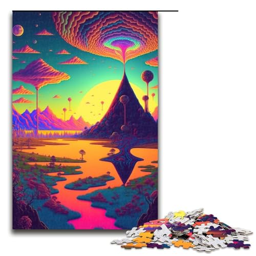 Puzzle für Erwachsene 1000 Teile Psychedelisches Puzzle für Lernspiele Herausforderungsspielzeug einzigartige Heimdekoration und Geschenke 75 x 50 cm von QSYFNBZL