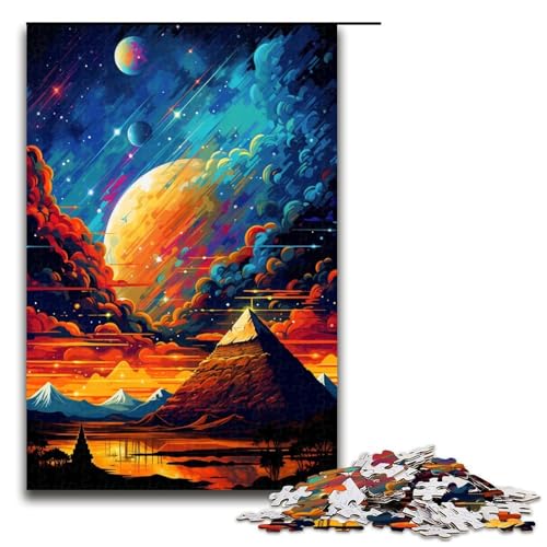 Puzzle für Erwachsene 1000 Teile Pyramiden von Ägypten sind von Spritzern umgeben Viele Farben Puzzle für Lernspiele Herausforderungsspielzeug einzigartige Heimdekoration und Geschenke 75 x 50 cm von QSYFNBZL