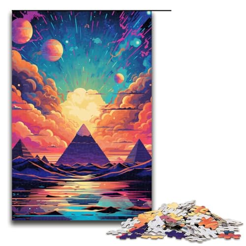 Puzzle für Erwachsene 1000 Teile Pyramiden von Ägypten sind von Spritzern umgeben viele Farben Puzzle für Erwachsene Holzspiele für die ganze Familie Weihnachts und Geburtstagsgeschenke 75 x 50 cm von QSYFNBZL