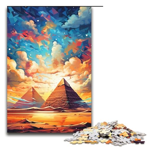 Puzzle für Erwachsene 1000 Teile Pyramiden von Ägypten sind von Spritzern umgeben viele Farbpuzzles Spielspielzeug lustig 75 x 50 cm von QSYFNBZL