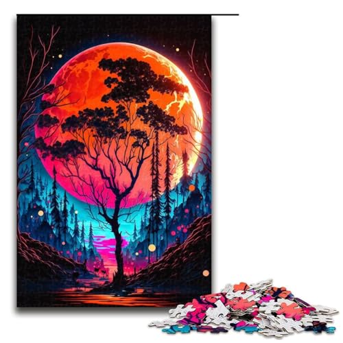 Puzzle für Erwachsene 1000 Teile RED Dawn Puzzle für Kinder Holzpuzzle dekomprimierendes intellektuelles Lernspielzeug 75 x 50 cm von QSYFNBZL