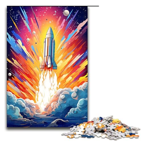Puzzle für Erwachsene 1000 Teile Rakete ist von Spritzern umgeben viele Bunte Farbpuzzles für Erwachsene Holzspiele für die ganze Familie Weihnachts und Geburtstagsgeschenke 1000 Teile von QSYFNBZL