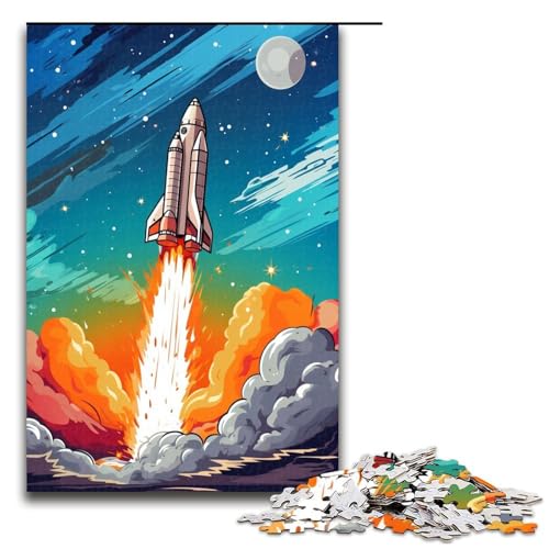 Puzzle für Erwachsene 1000 Teile Rakete ist von Spritzern umgeben viele Bunte Farbpuzzles für Erwachsene Holzspiele für die ganze Familie Weihnachts und Geburtstagsgeschenke 1000 Teile von QSYFNBZL